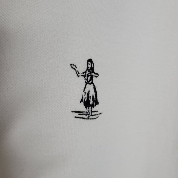 Chaps Men's XL White Hula Girl Short Sleeve Vneck 1/4 Button Cotton Polo Shirt - Picture 7 of 9